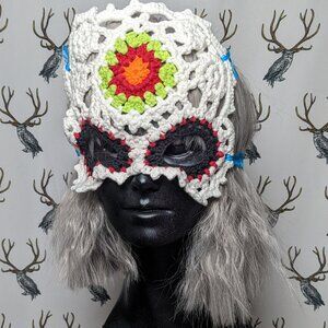 Dia de los Muertos Day of the Dead Halloween Crochet Doily Mask